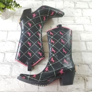 Bit & Bridle Horse Print Rubber Cowboy Rain Boots